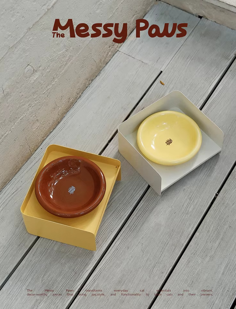 The Messy Paws Round-Rim Ceramic Pet Bowl (15cm) – Whisker-Friendly & Colorful