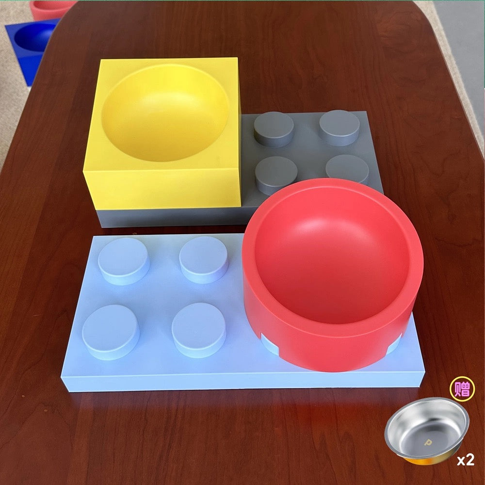 Modular Building Block Pet Feeding Bowls