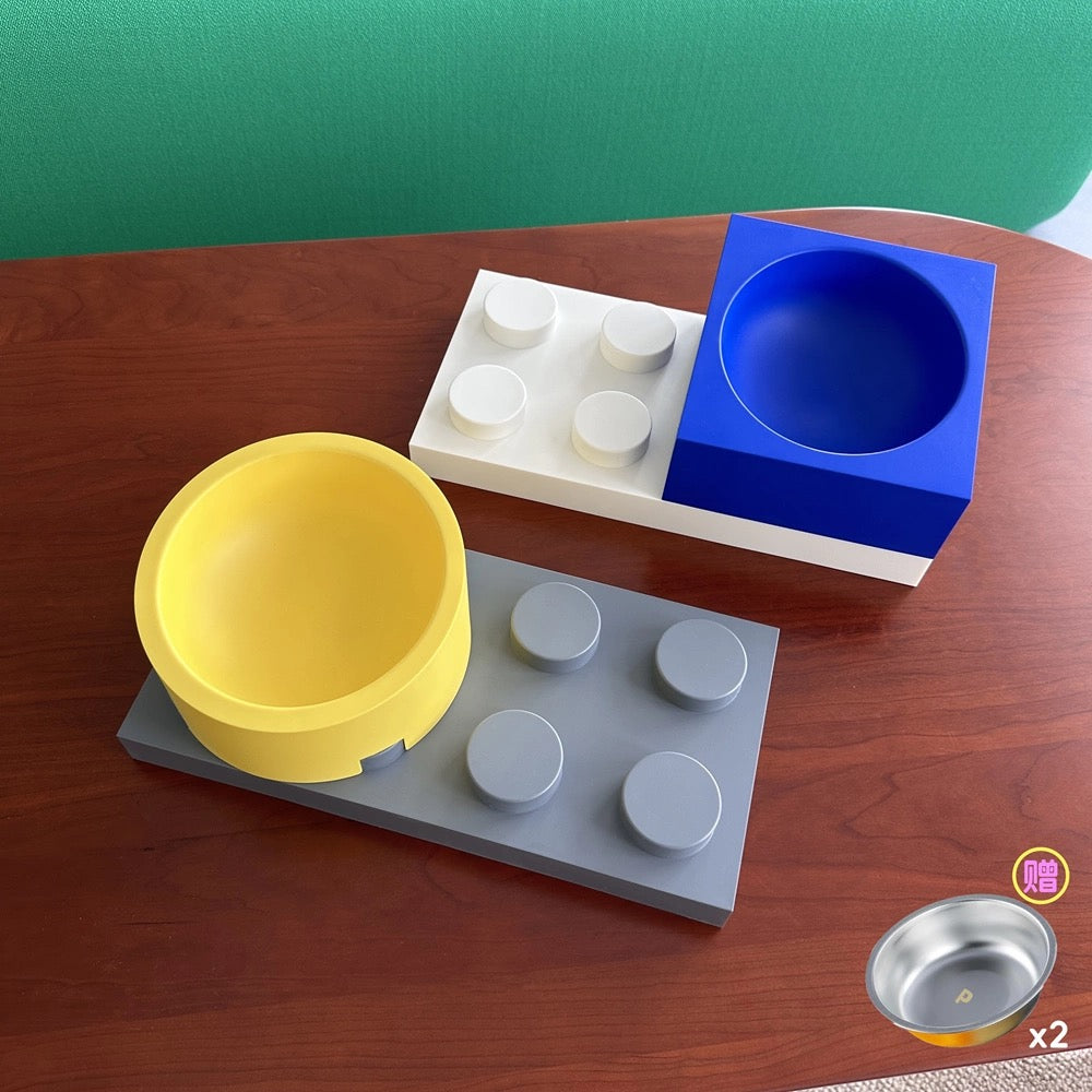 Modular Building Block Pet Feeding Bowls