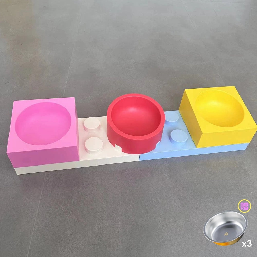 Modular Building Block Pet Feeding Bowls