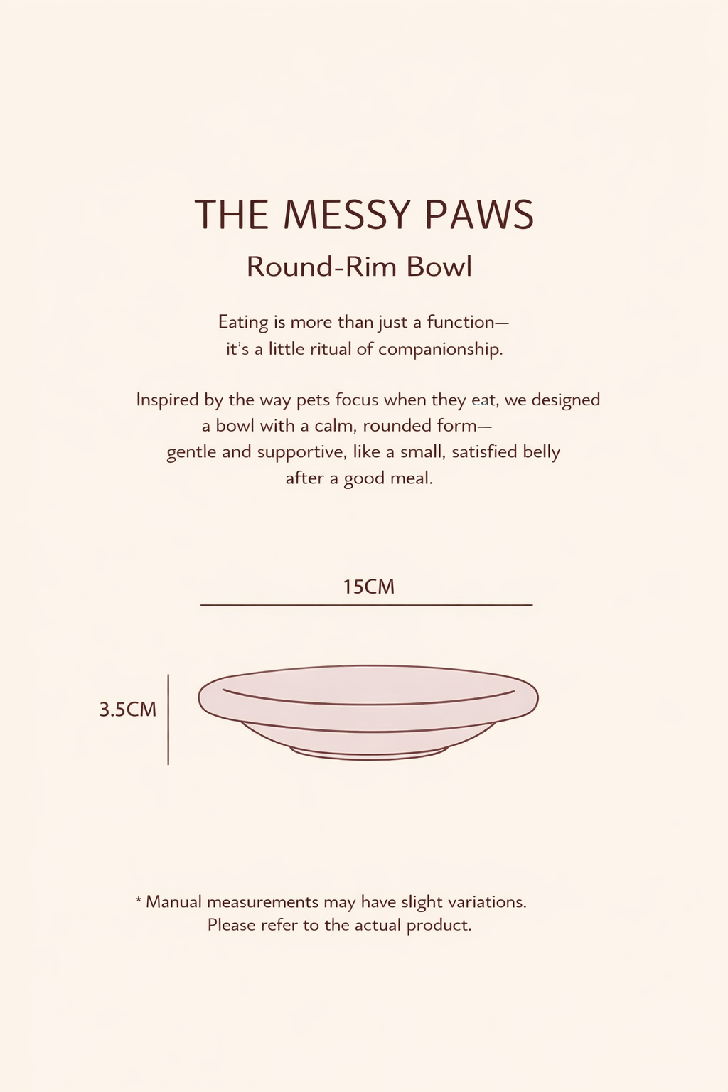 The Messy Paws Round-Rim Ceramic Pet Bowl (15cm) – Whisker-Friendly & Colorful