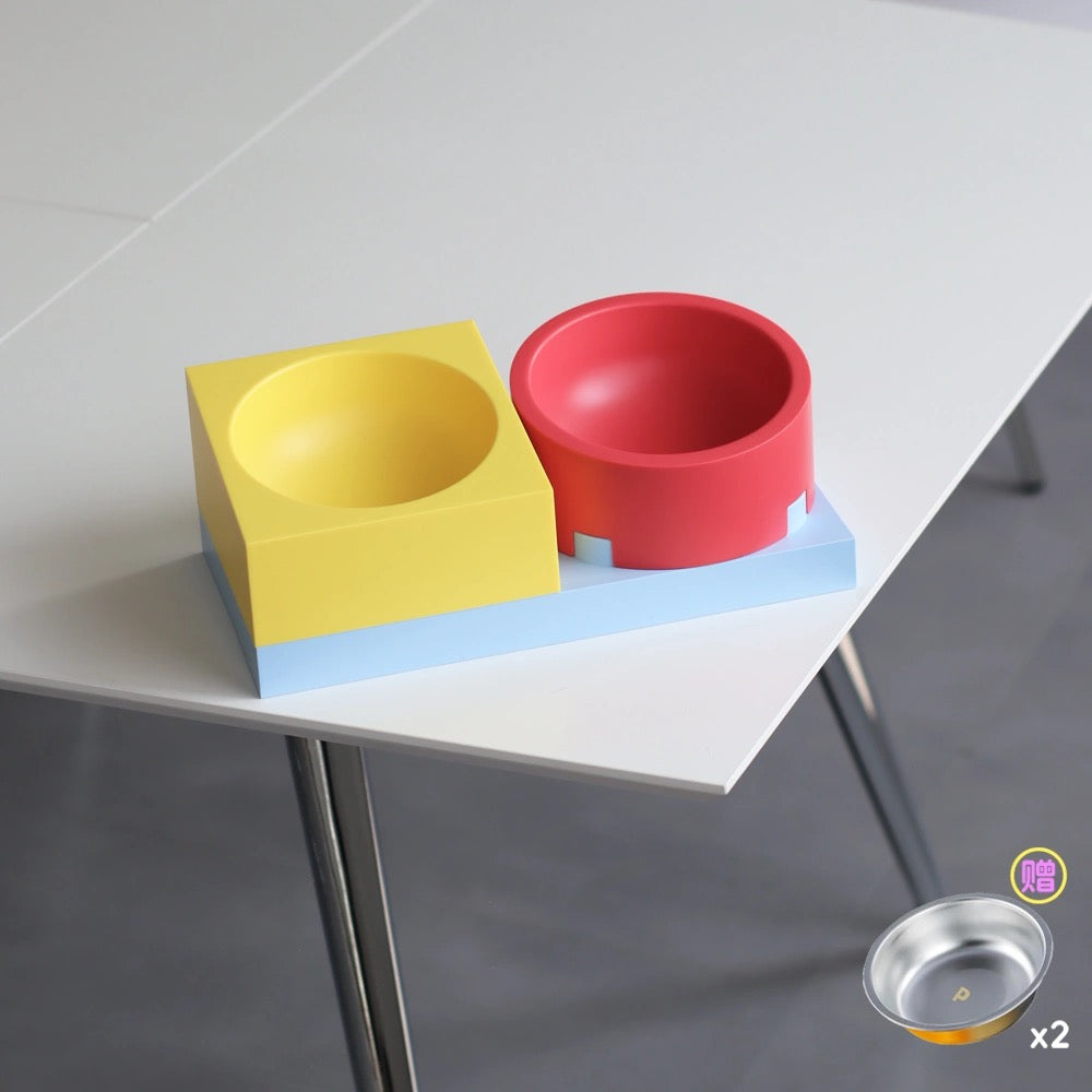 Modular Building Block Pet Feeding Bowls