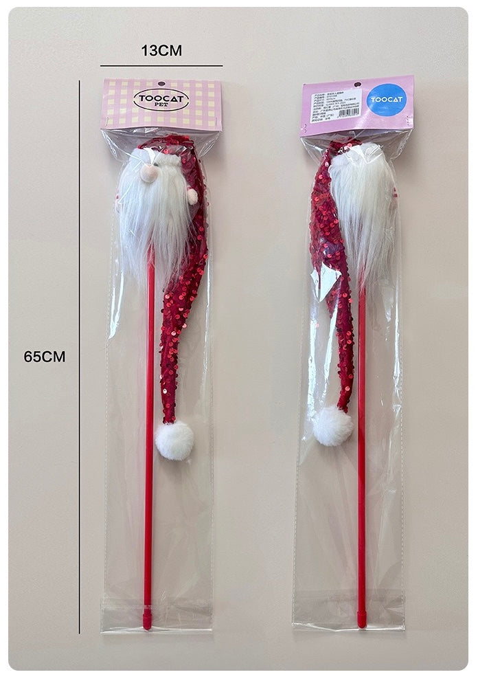 Santa Claus Cat Teaser Wand – Festive Fun for Your Feline!