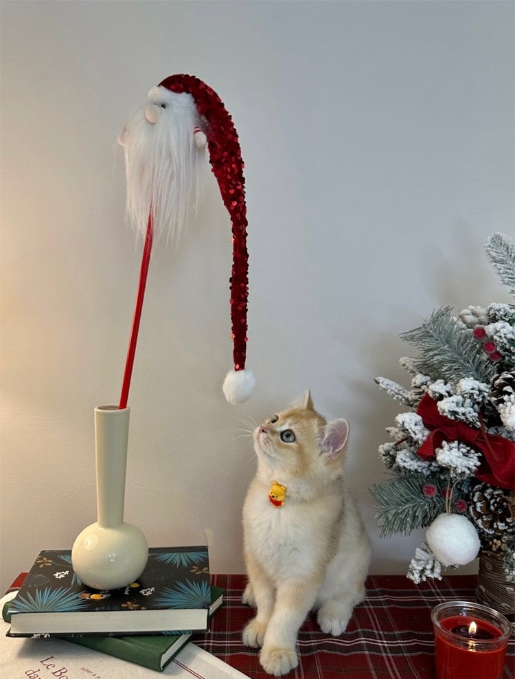 Santa Claus Cat Teaser Wand – Festive Fun for Your Feline!