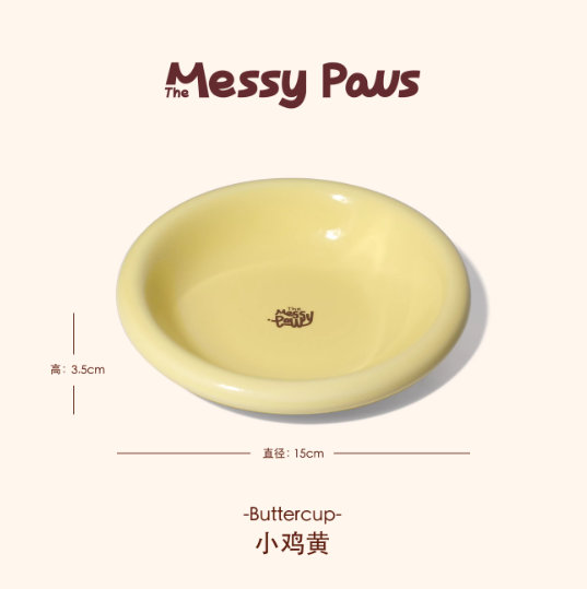 The Messy Paws Round-Rim Ceramic Pet Bowl (15cm) – Whisker-Friendly & Colorful