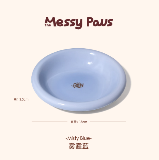 The Messy Paws Round-Rim Ceramic Pet Bowl (15cm) – Whisker-Friendly & Colorful