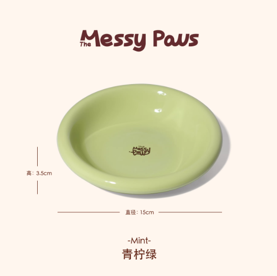 The Messy Paws Round-Rim Ceramic Pet Bowl (15cm) – Whisker-Friendly & Colorful