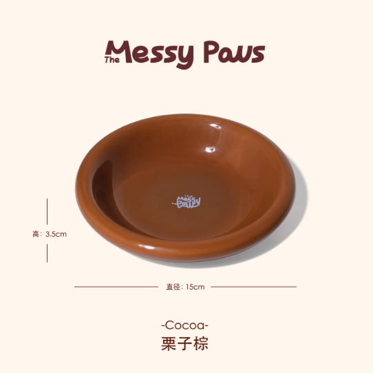 The Messy Paws Round-Rim Ceramic Pet Bowl (15cm) – Whisker-Friendly & Colorful